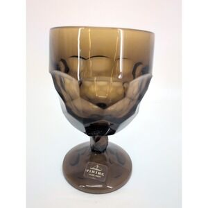 Viking Water Goblet 5 3/4" Tall Georgian Smoke Brown Glass With Sticker
